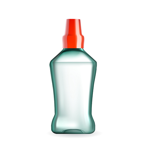 Mouth Wash Hygiene Liquid Blank Bottle Vector. Fluid Neutralize Acid And Keep Mouth Moist In Xerostomia. Oral And Dental Teeth Protection Product Template Realistic 3d Illustration