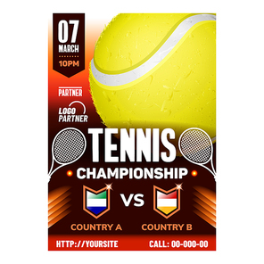 Tennis Racket Sport Championship Banner Vector. International Tennis Federation, Gaming Yellow Ball On Promotion Poster. Active Recreational Sportive Game Colored Concept Mockup Illustration