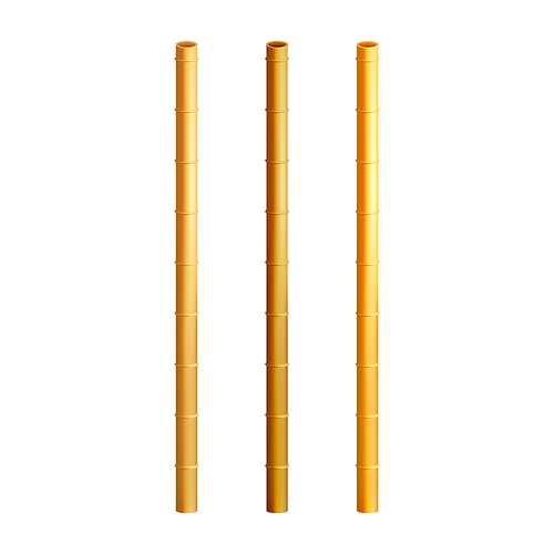 straw wooden  tube accessory set vector. bamboo natural  clean straw for drink beverage from cup or bottle. inflexible straight recycling pipe layout realistic 3d illustrations