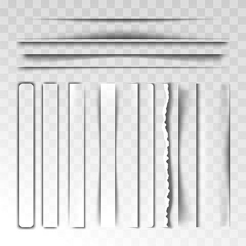 Shadows Effect Different Collection Set Vector. Blank Shadows Box And Bar, Edge And Interface Form Decoration. Web Site Panel Element Or Banner Ornament Template Realistic 3d Vector