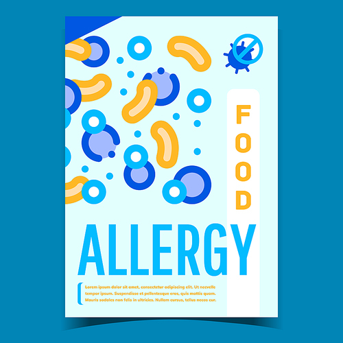 Food Allergy Creative Promotional Banner Vector. Allergy Unhealthy Bacteria, Disease And Illness Advertising Poster. Allergen Products Concept Template Stylish Colorful Illustration