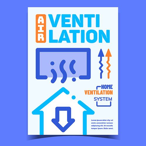 Air Ventilation Creative Advertising Banner Vector. Home Ventilation System Climate Control For Heating Or Cooling Promotional Poster. Concept Template Stylish Colorful Illustration