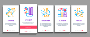 Hygiene And Healthcare Onboarding Mobile App Page Screen Vector. Cleaning Mobile Phone And Handle Sanitized Antiseptic, Wash Hand, Head And Body Hygiene Color Illustrations
