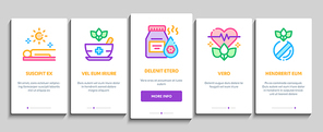 Traditional Naturopathy Medicine Onboarding Mobile App Page Screen Vector. Naturopathy Alternative Therapy With Honey And Herb, Music And Mushrooms Color Illustrations