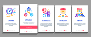 Outsource Management Onboarding Mobile App Page Screen Vector. Outsource Team And World Business Process, Agreement Document And Job Payment Color Illustrations