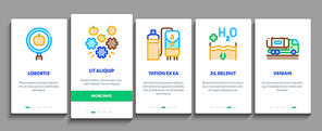 Juice Production Plant Onboarding Mobile App Page Screen Vector. Juice Package And Bottle, Fruit In Box And Tree Garden, Factory Conveyor And Packaging Color Illustrations