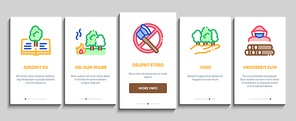 Forestry Lumberjack Onboarding Mobile App Page Screen Vector. Forestry Working Equipment And Tree Safe Fence, Animal And Forest Protection Color Illustrations