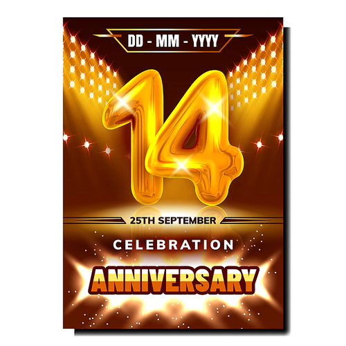 ??????????????? 14 Celebration Anniversary Promo Poster Vector. Company