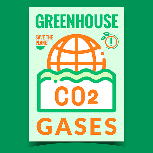Greenhouse Gases Creative Promotion Banner Vector. CO2 Gases Emissions Ecology Environmental Problem Advertising Poster. Industrial Pollution Concept Template Style Color Illustration