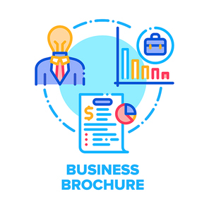 business  booklet vector icon concept. business idea, financial annual report infographic and company presentation or statistic card. typography leaflet sheet color illustration