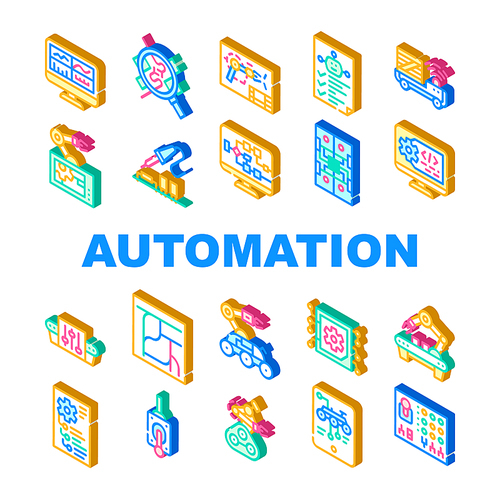 Automation Engineer Collection Icons Set Vector. Iron Solder Soldering Electronic Microcircuit And Remote Control, Robot And Rover Engineer Isometric Sign Color Illustrations