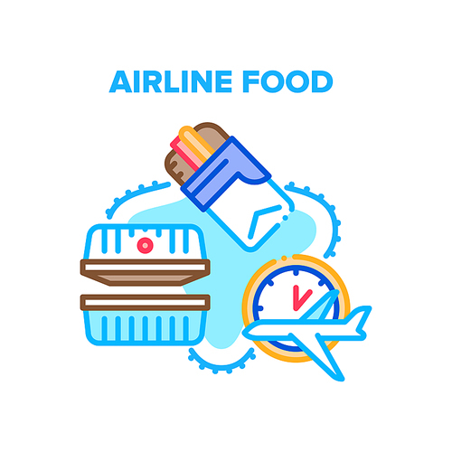 Airline Food Vector Icon Concept. Sandwich Or Burger Snack, Nutrition Container For Eating Airline Food At Long Fly Time In Air. Aircraft Delicious Flight Meal Package Color Illustration