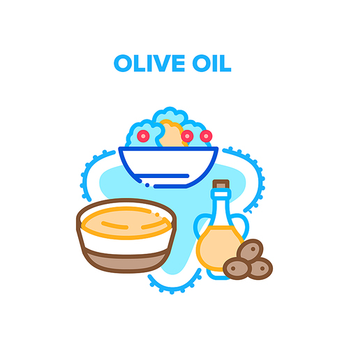 Olive Oil Natural Ingredient Vector Icon Concept. Graffin Decanter For Storaging Olive Oil And Nature Berries, Vegetable Healthy Salad Food. Organic Flavor Seasoning Color Illustration