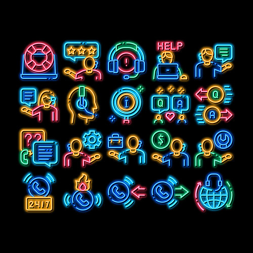 Telemarketing Sale neon light sign vector. Glowing bright icon Telemarketing Help And Information Research, Calling Operator And Customer Illustrations