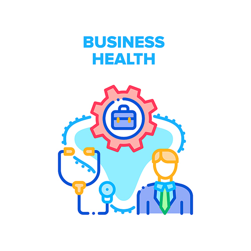 Business Health Vector Icon Concept. Business Health And Reanimation After Bankruptcy Or Termination Of Contract With Partner. Stethoscope Medical Equipment For Examining Patient Color Illustration