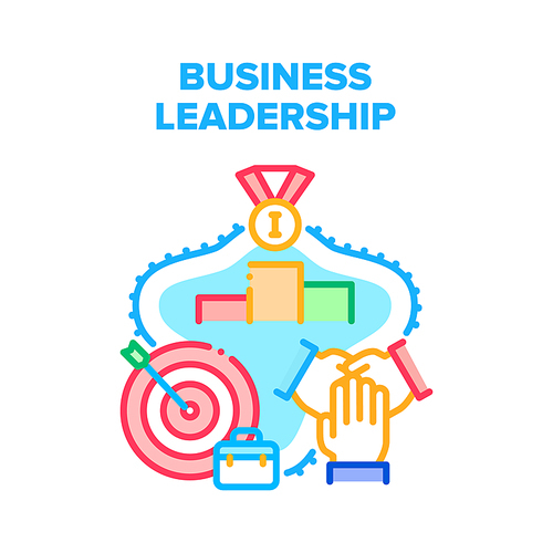 Business Leadership Team Vector Icon Concept. Business Leadership Team Cooperation And Achievement, Win Competitive Company Game And Teamwork. Colleagues Working Color Illustration
