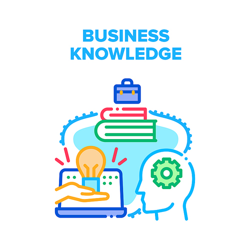 Business Knowledge Study Vector Icon Concept. Business Knowledge Studying Literature Books And Colleagues Team Training. Organization Online Education Or Webinar Startup Color Illustration