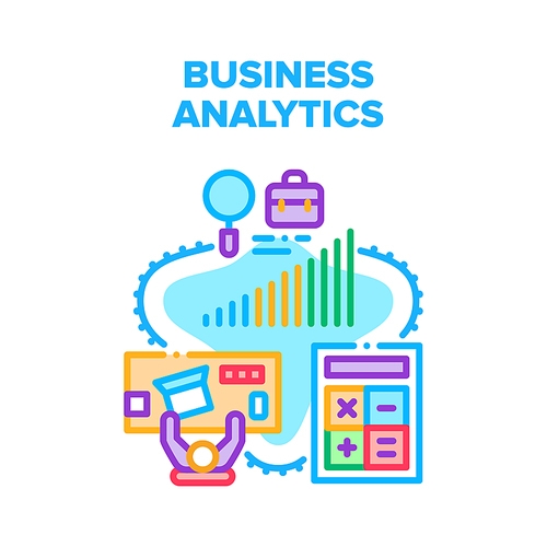 Business Analytics Market Vector Icon Concept. Business Analytics And Accounting, Accountant Make Financial Annual Report And Financier Counting Investment Profit Color Illustration