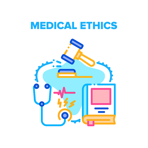 Medical Ethics Professional Vector Icon Concept. Medical Ethics Analyzing Practice Of Clinical Medicine And Scientific Research. Doctor Health Examination And Treatment Color Illustration