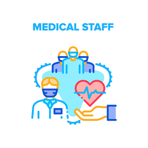 Medical Staff Consultation Vector Icon Concept. Doctor And Nurse, Student And Intern Medical Staff For Help Human Health And Examination. Hospital And Ambulance Worker Color Illustration