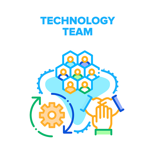 Technology Team Vector Icon Concept. Technology Team Online Conference And Brainstorming, Planning Strategy And Working Process. Employers Video Call Meeting And Communication Color Illustration
