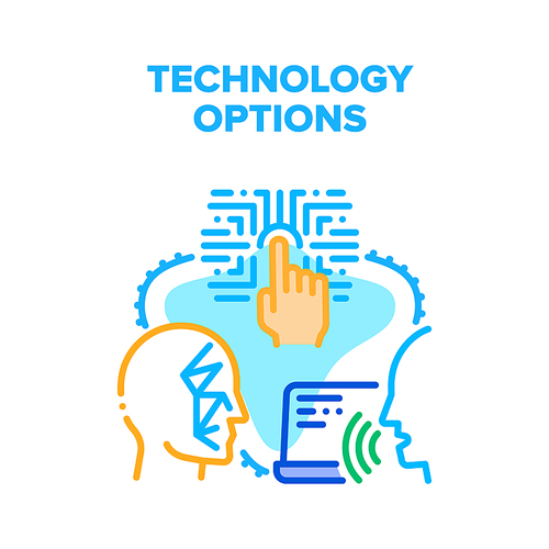 Technology Device Options Vector Icon Concept. Voice Control, Fingerprint Scanning And Face Id Technology Device Options. Innovation Identification And Protection System Color Illustration