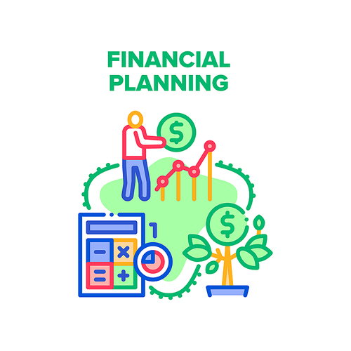Financial Planning Economy Vector Icon Concept. Financial Planning Advising And Consultation, Finance Advisor Consulate For Earning Money And Investment Operation Color Illustration