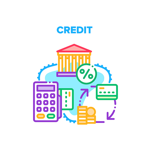 Credit Money Vector Icon Concept. Bank Getting Credit Money Or Transaction On Card. Payment With Electronic Terminal. Currency Of Electronic Dollar On Cash Or Pay Color Illustration