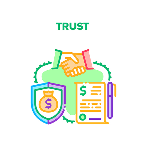 Trust In Deal Vector Icon Concept. Trust In Deal And Money Protection, Successful Agreement Signing And Execution Of Obligations. Investor Financing Business Project Color Illustration