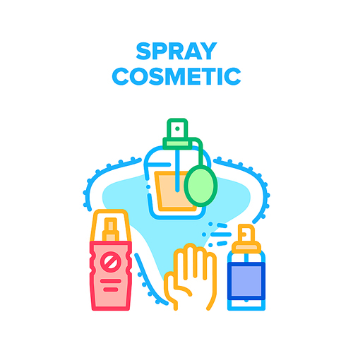Spray Cosmetic Vector Icon Concept. Aromatic Perfume Sprayer Bottle, Sunscreen Aerosol And Sanitizer Spray Cosmetic. Packaging Of Hygiene And Fragrance Beauty Products Color Illustration