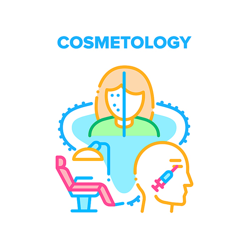 Cosmetology Vector Icon Concept. Professional Chair In Cosmetology Cabinet For Make Patient Face Correction Injection And Make Smooth Skin. Cosmetologist Beauty Salon Service Color Illustration