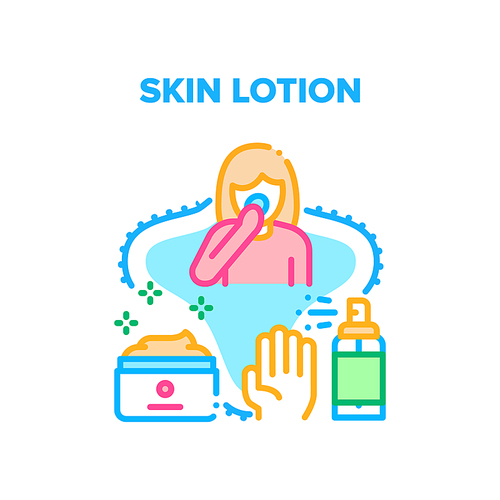 Skin Lotion Vector Icon Concept. Smooth Skin Lotion Sprayer And Cream Container, Woman Treatment Natural Eco Cosmetic For Face And Hands, Skincare Beauty Product Color Illustration
