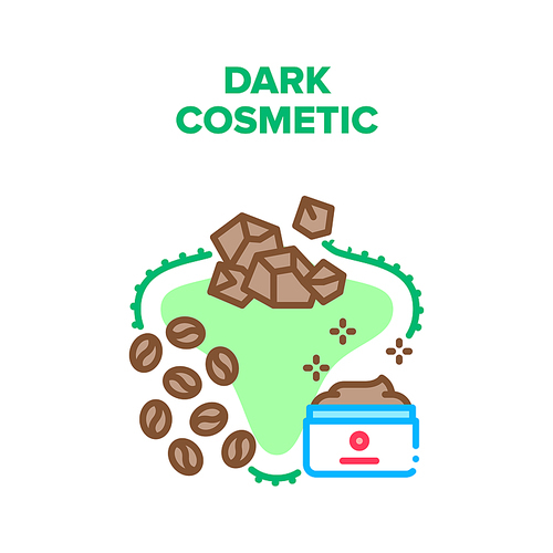 Dark Cosmetic Vector Icon Concept. Dark Cosmetic Prepared From Coffee Beans Or Black Chocolate, Natural Ingredient For Handmade Cream. Cosmetology Skin Treatment Color Illustration