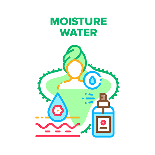 Moisture Water Vector Icon Concept. Micellar Moisture Water For Moisturizing Skin After Shower, Liquid Spray Bottle For Body Or Face Skincare. Beauty Cosmetic Treatment Color Illustration