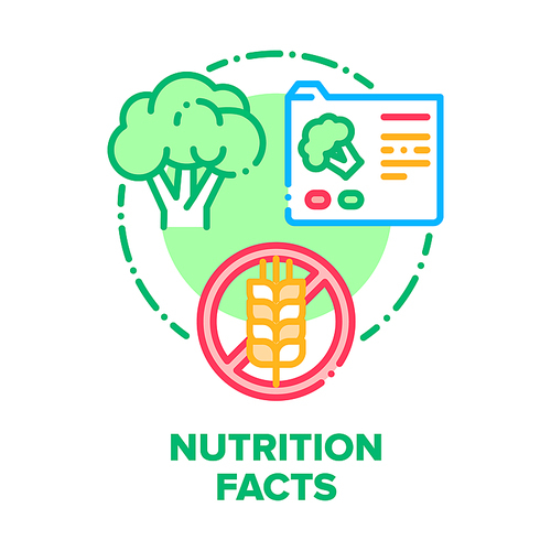 Nutrition Facts Vector Icon Concept. Fats And Diet Calories List For Fitness Healthy Dietary Supplement, Protein Sport Nourishment Facts Standard Guideline And Gluten Free Product Color Illustration