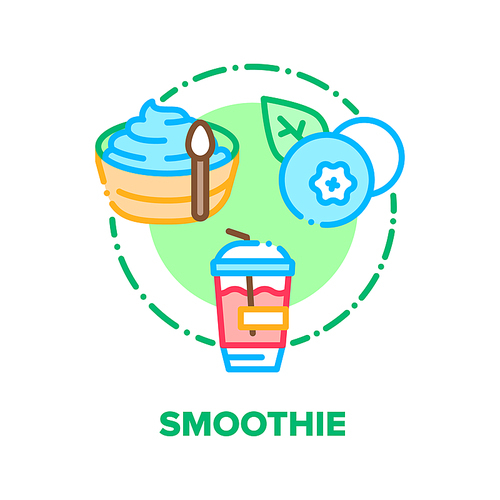 Smoothie Drink Vector Icon Concept. Strawberry And Blueberry Smoothie, Delicious Dairy Bio Dessert, Creamy Breakfast Food And Milk Beverage With Berry Taste, Refreshment Product Color Illustration