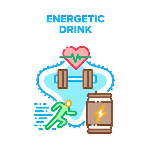 Energetic Drink Vector Icon Concept. Energetic Drink For Physical Activity In Gym. Energy Beverage Product For Fast Running And Doing Muscle Power Exercise, Sport Training Color Illustration