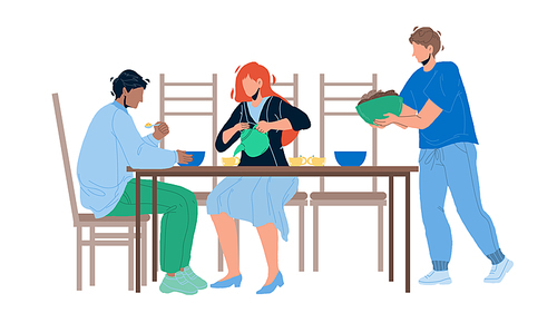 Business Dining And Meeting In Restaurant Vector. Businesspeople Have Dining And Celebrate Success Deal Contract. Characters Men And Woman Eating Food In Cafe Together Flat Cartoon Illustration