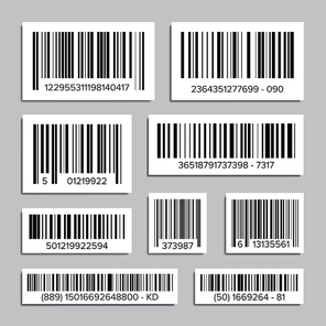 Bar Code Set Vector. Universal Product Scan Code. Isolated Illustration