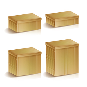 Realistic Cardboard Boxes Set Isolated Vector Illustration