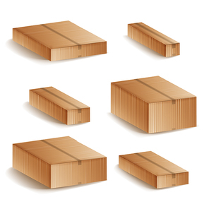 Realistic Cardboard Boxes Set Isolated Vector Illustration