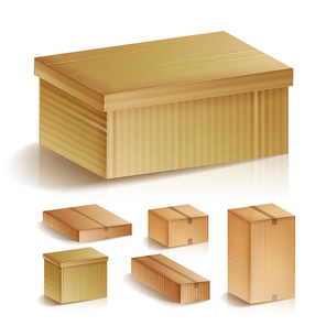 Realistic Cardboard Boxes Set Isolated Vector Illustration