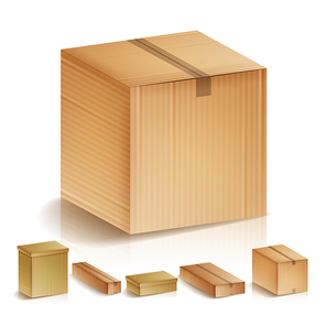 Realistic Cardboard Boxes Set Isolated Vector Illustration