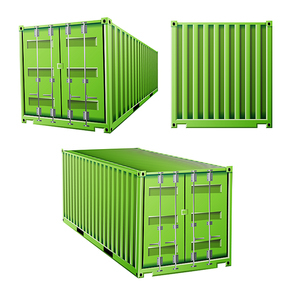 3D Cargo Container Vector. Classic Cargo Container. Freight Shipping Concept. Logistics, Transportation Mock Up. Isolated On White Background Illustration