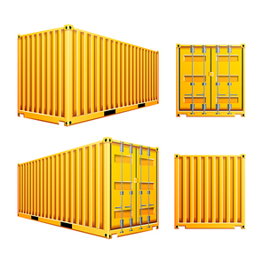 3D Cargo Container Vector. Classic Cargo Container. Freight Shipping Concept. Logistics, Transportation Mock Up. Isolated On White Background Illustration