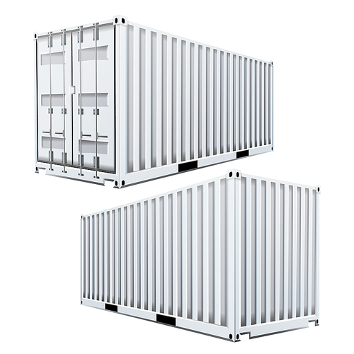 3D Cargo Container Vector. Classic Cargo Container. Freight Shipping Concept. Logistics, Transportation Mock Up. Isolated On White Background Illustration