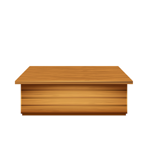 Wooden Stand Market Seller Place Table Vector. Empty Wooden Stand Commerce Business Space, Wood Material Storefront. Stall Workplace, Exhibition Desk Template Realistic 3d Illustration
