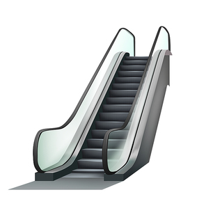 Escalator Airport Electronic Equipment Vector. Speed Stairway Escalator Tool For Transportation Human On Next Floor. Electric Moving Ramp Stairs Concept Template Realistic 3d Illustration