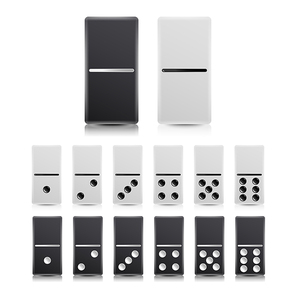 Domino Set Vector. Black And White Illustration. Realistic Dominoes Collection Isolated