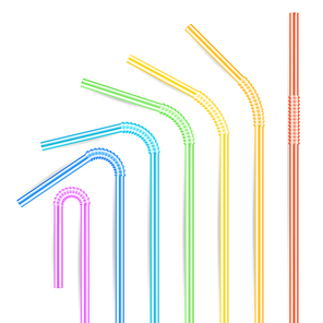 colorful  straws set. 3d striped icon isolated in white background. vector